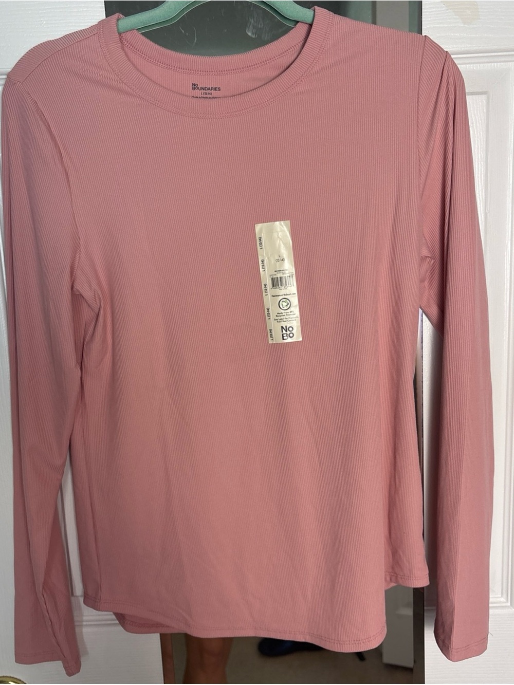 No Boundaries Long Sleeve Ribbed Crewneck Top - Dusty Rose